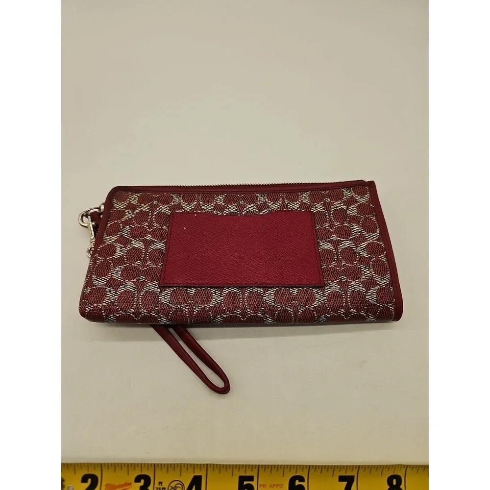 COACH wristlet wallet Coated‎ Canvas SV/Red zip